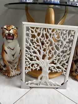 24” X 18” White Carved Tree Of Life. Hang On Wall Or Lean In Window. Buy 1 Or Pair.  $45 Each.  