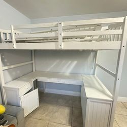 Bed bunk white good conditions with desk