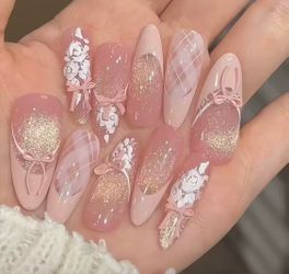 Cute pink press on nails