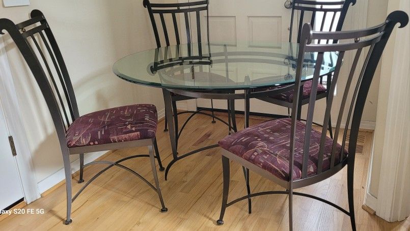 Iron Kitchen Table With Glass Top