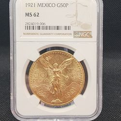1921 Centenario 50 Pesos Gold Coin