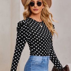 SHEIN Black Long Slives With Doots 