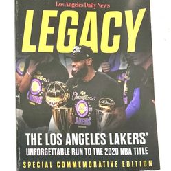 special commemorative edition book titled Legacy: The Los Angeles Lakers' Unforgettable Run to the 2020 NBA Title, published by the Los Angeles Daily 