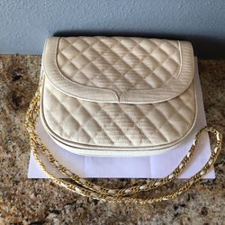 Varon Handbags Vintage NWOT Cream Leather Snakeskin Shoulder Bag