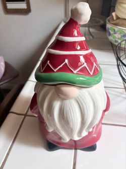 Christmas Gnome Ceramic Cookie Jar