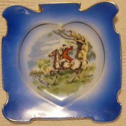 Vintage Royal Sealy China Square Dish Made In Japan Horse And Jockey  4"