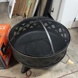 31. 5in 3-in-1 Triple Function Design Outdoor Wood Burning Deep Bowl Fire Pit, Low Smoke Fire Pit, Bonfire Fire Pit