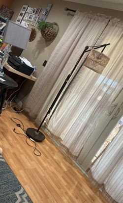 Lamp Metal With Rattan Lamp Shade