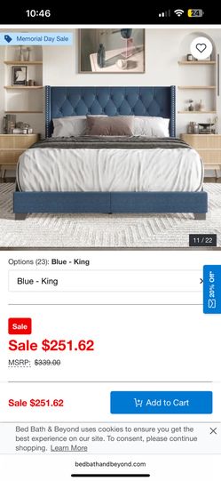 Navy Blue King Bed Frame 