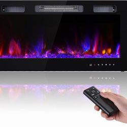Electric Fireplace 36 Inch Insert Realsmart Recessed  W High Screen Slim Wall Mountedle Fireplace Low Noise Overheat Protection Remote Control 