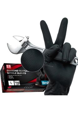 8 Mill Black Nitrile Gloves .