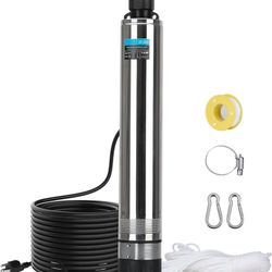 1.5HP Well Pump 170FT Head, 1902 GPH Shallow/Deep Well Pump, 115V Stainless Steel