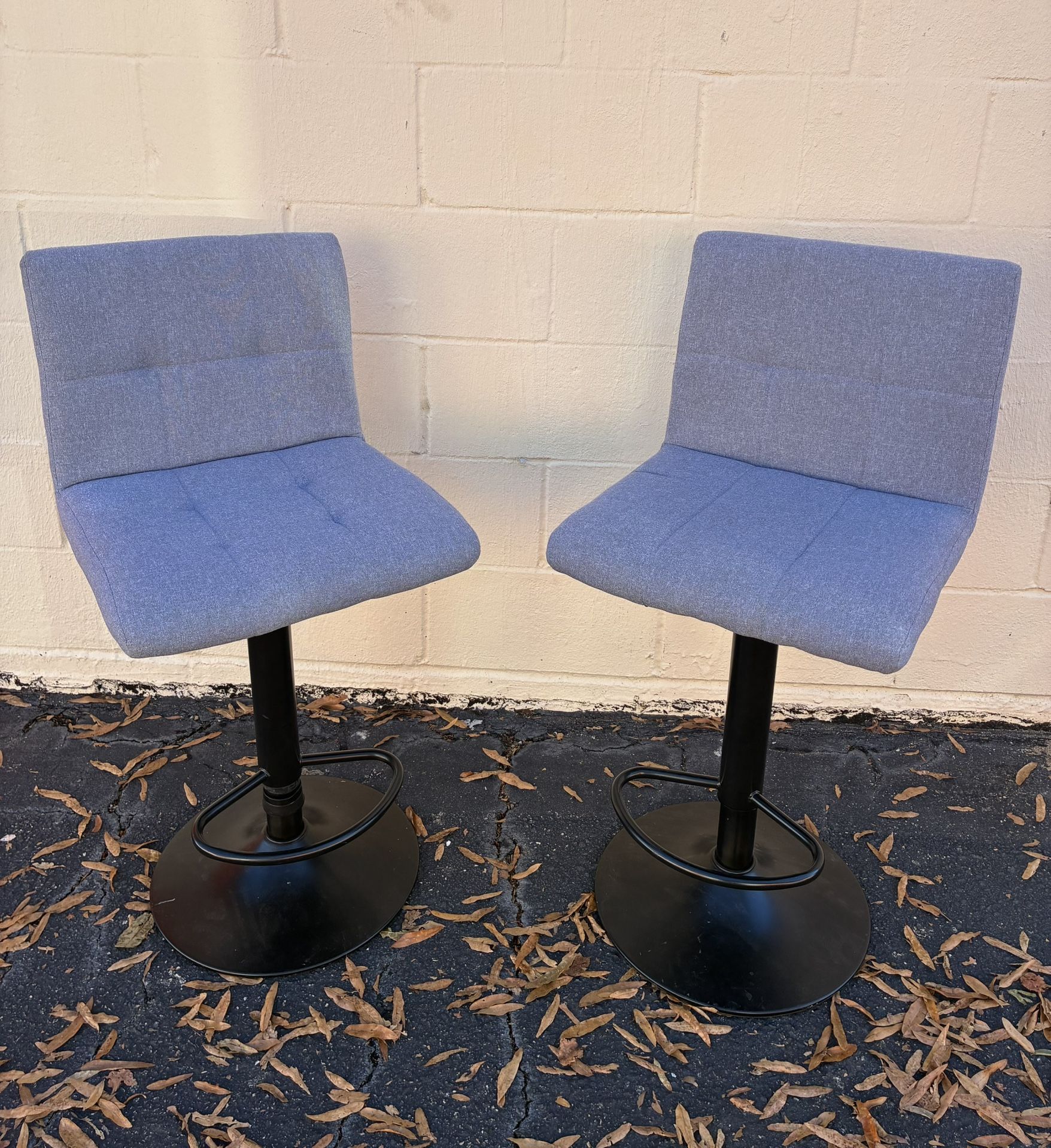 Gray Fabric Adjustable Swivel Bar Stools