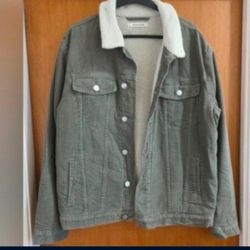 Men's Pacsun Corduroy Sherpa Green Jacket