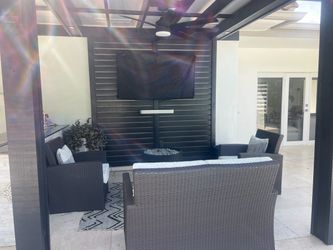 13 piece Outdoor dark espresso ivory furniture set