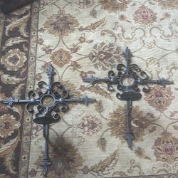 Iron Wall Cross Candle Holders 