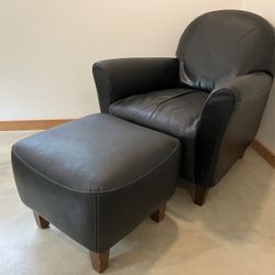 Leather Arm Chair With Ottoman
