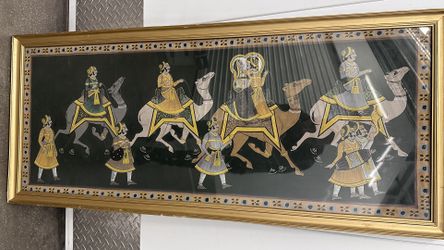 maharaja procession art paint india 1974 large