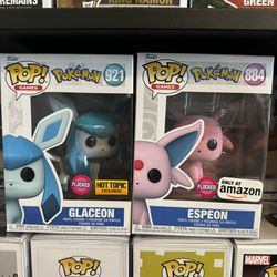 Pokemon Glaceon And Espeon Flocked Funko Pops