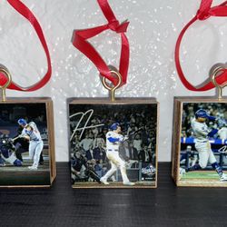 Dodgers Wooden Block Ornaments