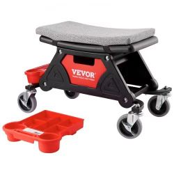 78# Mechanics Stool, 300 LBS Capacity Rolling Mechanic Seat with 4" Wheels, with Three Slide Out Tool Trays and Drawer, Heavy Duty Roller Creeper Seat