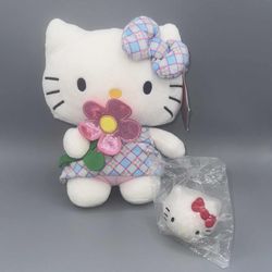Hello Kitty 10” Plush w/flower & squeeze ball