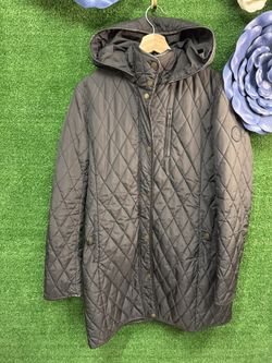 Lauren By Ralph Lauren Black Hooded Coat Size Large