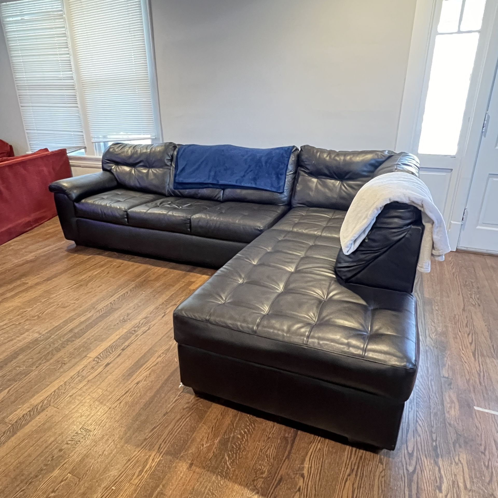 Free Delivery - Black Leather Ashley Furniture Sectional Couch