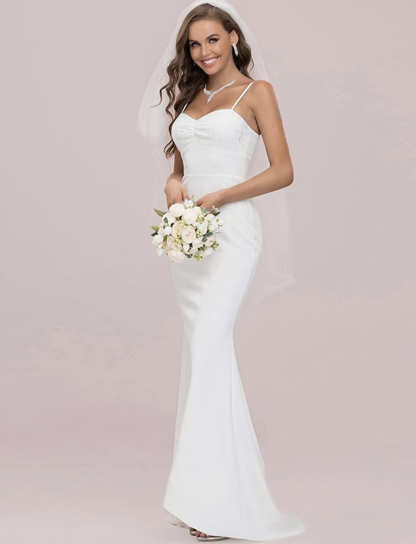 Spaghetti Straps Lace Bodycon Wedding Dress for Bride