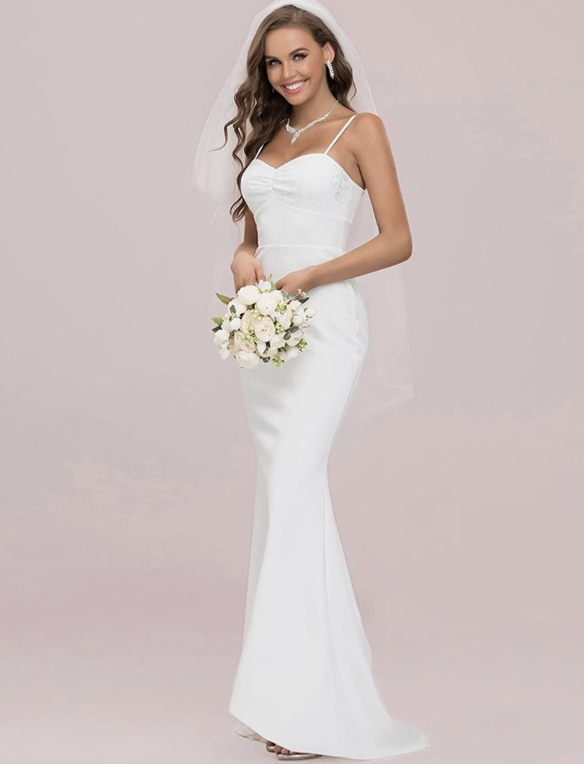 Spaghetti Straps Lace Bodycon Wedding Dress for Bride 