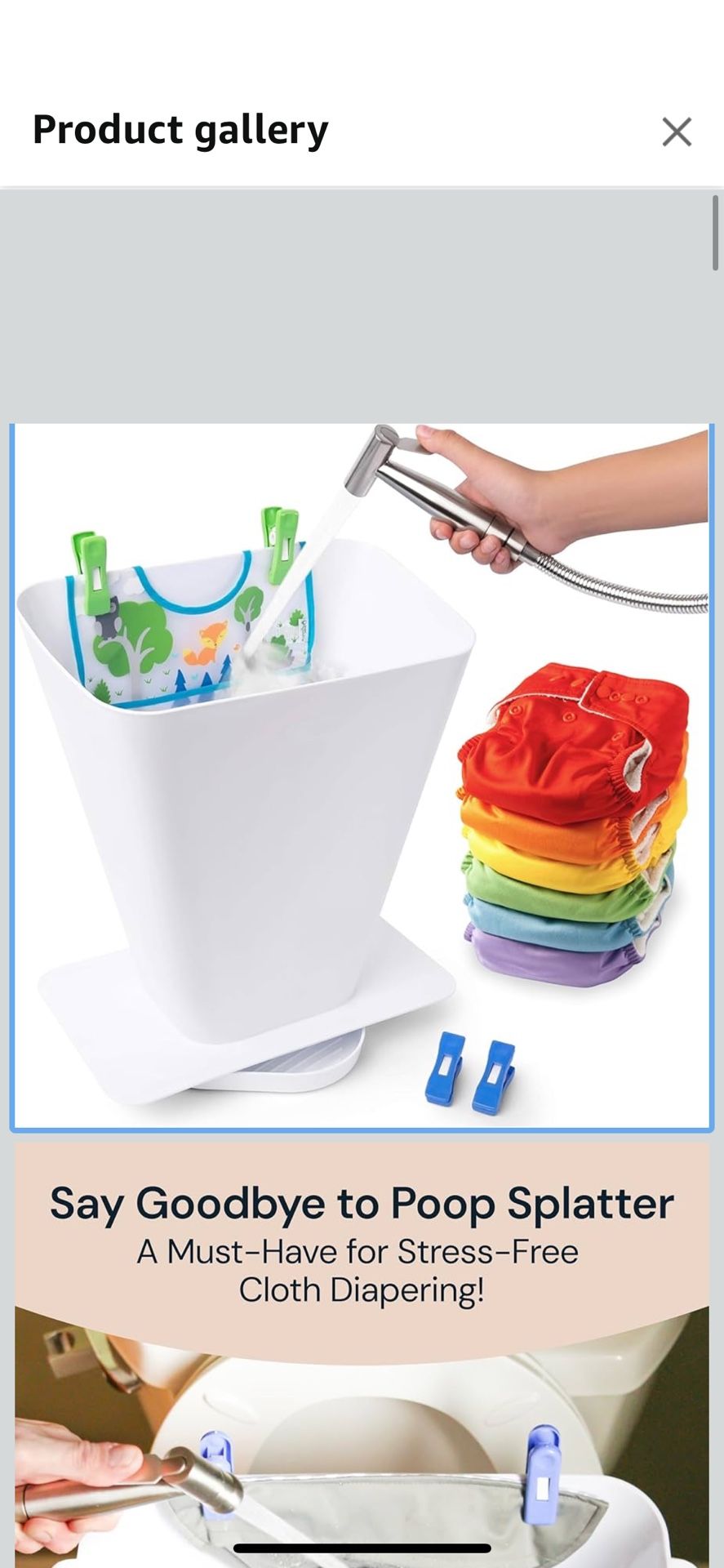 Cloth Diaper Sprayer Splatter Shield- Hands-Free Washing Bucket for Dirty Cloth Diapers for Babies, Clothing, Shoes- Nursery Essentials