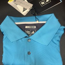 Adidas ClimaCool turquoise blue golf polo