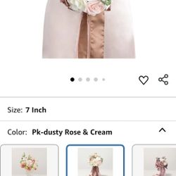 Artificial Flowers Pink Bridesmaid Bouquet, Dusty Rose Wedding Flowers Bouquets for Bridesmaids, 7 Inch Bridal Bouquets for Bridesmaids, Wedding, Cere