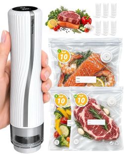 Vacuum Sealer for Food: Handheld Vacuum Sealer Machine Rechargeable One-Touch Automatic Operation Saver Powerful 60kPa Strong Suction 5 Second Sealing