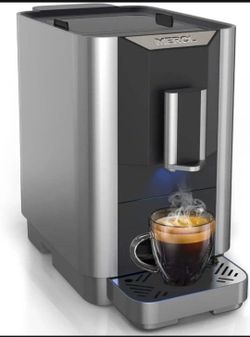 MEROL Super Automatic Espresso Coffee Machine, 19 Bar Barista Pump Coffee Maker with Adjustable Grinder, Touch Screen, Silver