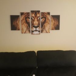 🔥 Stunning 5-Panel Lion Canvas Wall Art – Large Statement Piece 🔥