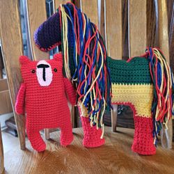 Crochet Horse And Bear Duo