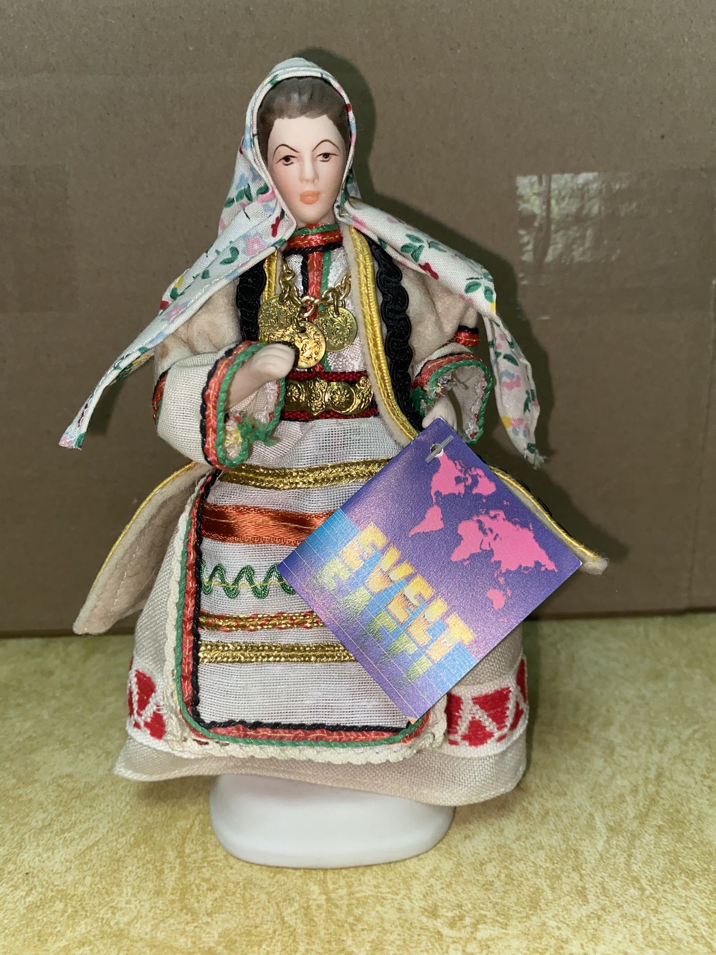 7.5 inch Vintage Evelt Handmade Greek Porcelain Doll 126 Argos Imported From Greece