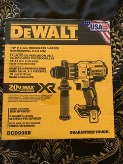 Dewalt 1/2 inch brushless 3 speed hammer drill 20 volt Xr Max