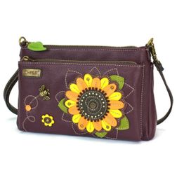 Chala Sunflower Deluxe Crossbody RFID Protected Vegan Leather Bag Plum NWT