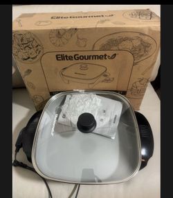 Elite Gourmet 12"x12"x2.15” Ceralast™ PFAS Free Ceramic Electric Skillet, Dis...