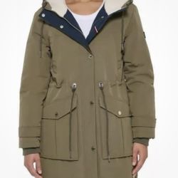 Tommy Hilfiger Womens Hooded Parka Jacket Sz XL Olive Green NEW