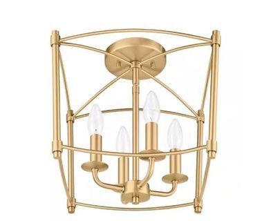 Home Decorators Collection Marston 12 in. 4-Light Brushed Gold Semi-Flush Mount