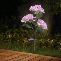 Outdoor Garden Solar Flower Decor Light, Purple Hydrangea Flowers LED Decor Lights Waterproof, for Path Yard Walkway Patio Balcony Lawn (Purple)
