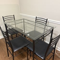 Glass Dining Table Set – 4 Chairs – $100 (Negotiable)