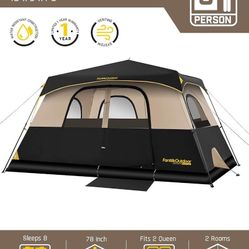 FanttikOutdoor 8Person Instant Tent for Camping Setup in 60s Camping Tent with Rainfly & Windproof, Portable Instant Cabin Tent with Carry Bag for Fam