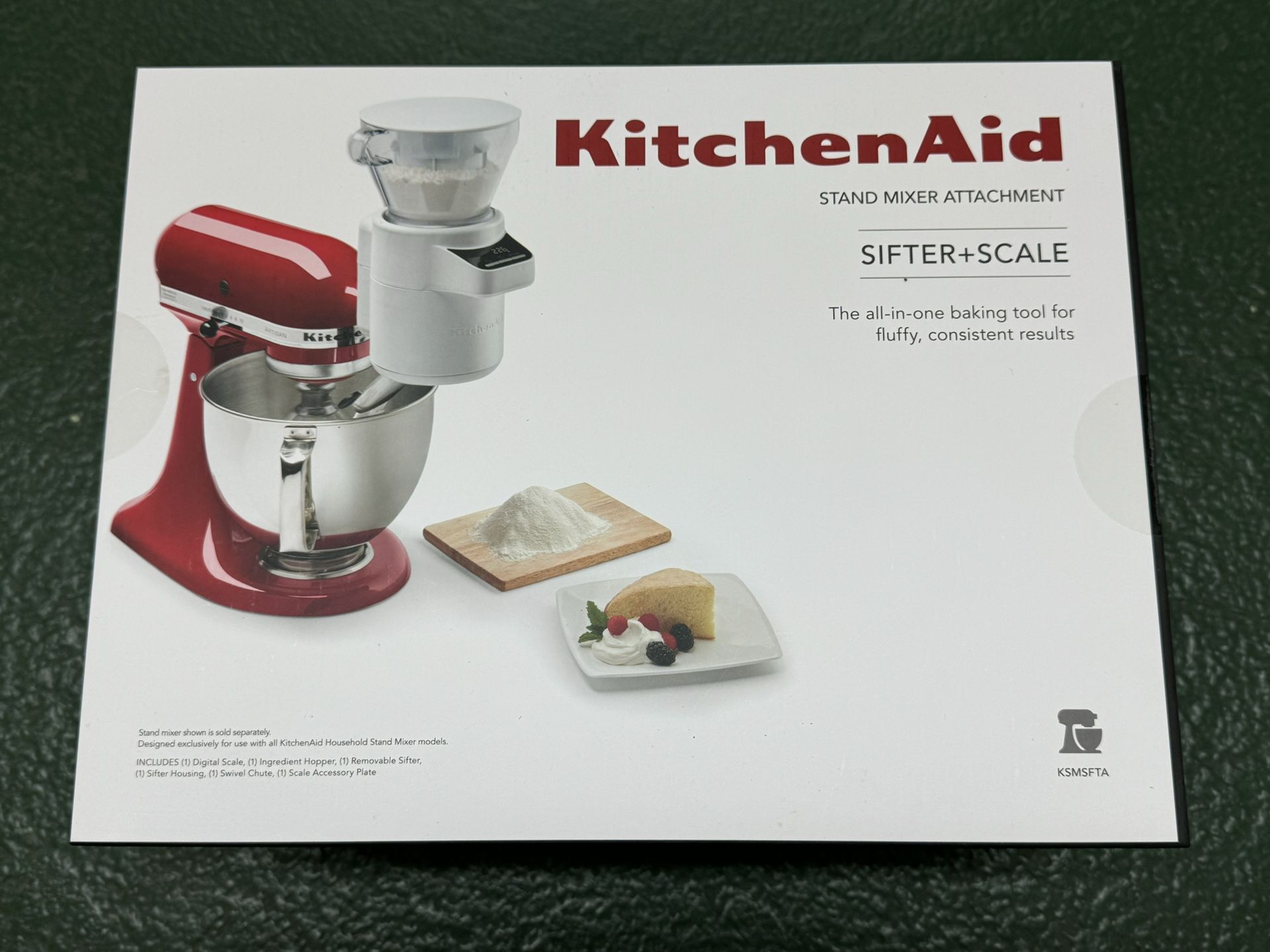 NEW! Kitchen Aid KSMSFTAQ Sifter + Scale Attachment, White