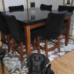 Kitchen Granite Table With 6 High Pub Chairs 