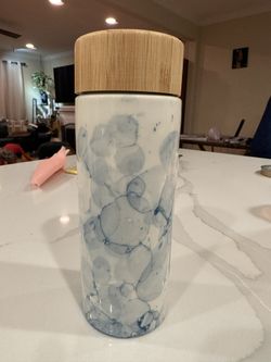 Ceramic Designer Bottle With Wood Cap Lid