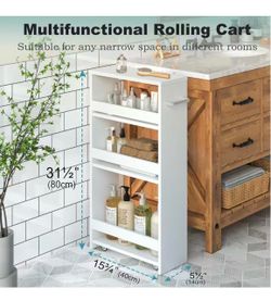 ❤️‍🔥 E）4 Tier Kitchen Cart with Wheels Handle